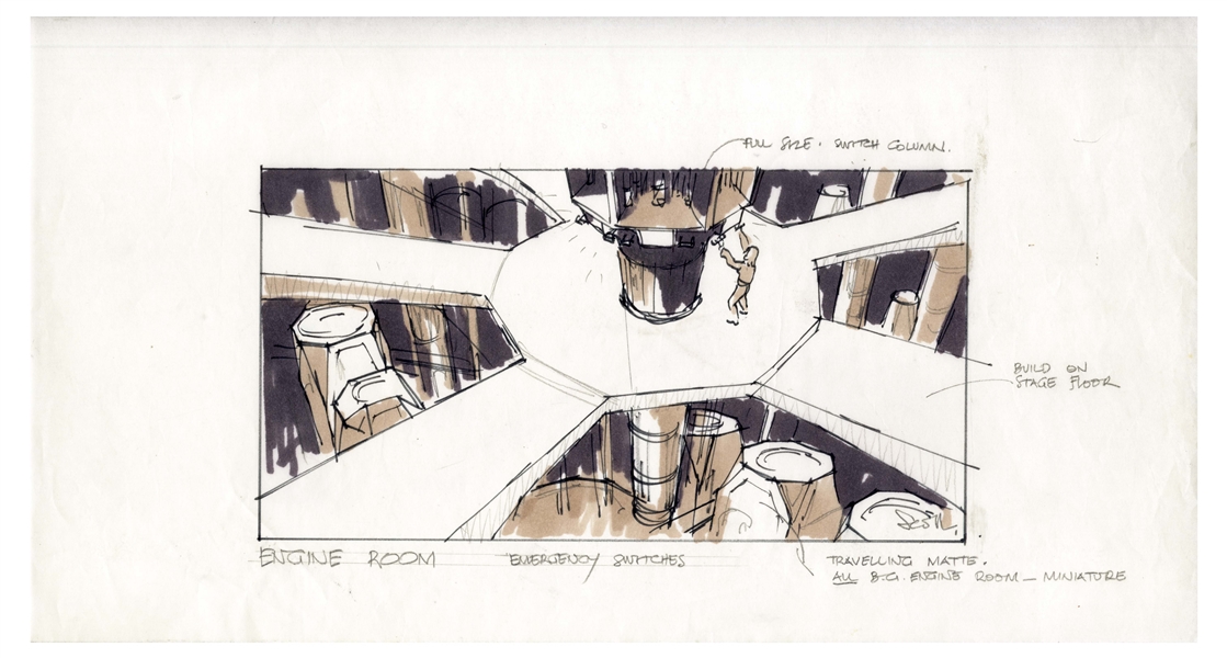 Early Concept Art for Alien, Done in 1977 -- Showing the Engine Room of the Nostromo Spaceship